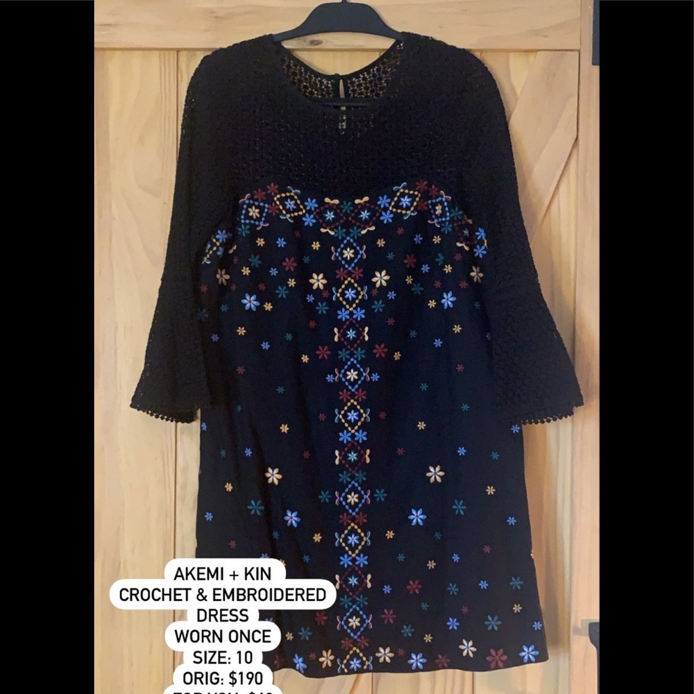 Akemi + Kin Embroidered & Crochet Dress